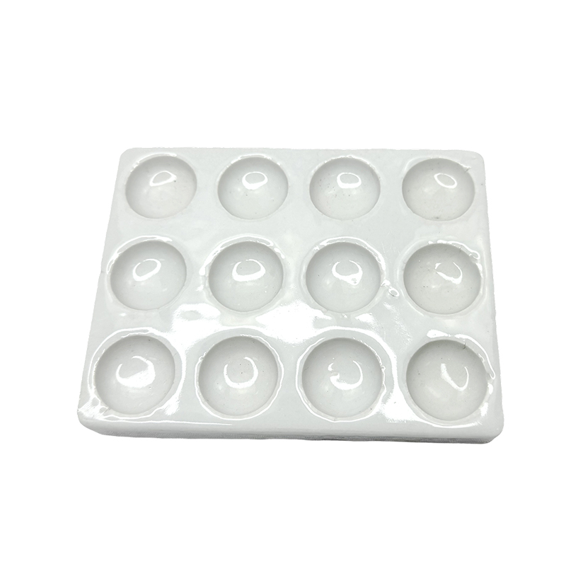 Laboratorieanvändning 12 hål porslin keramisk vit färg reaktionsplatta