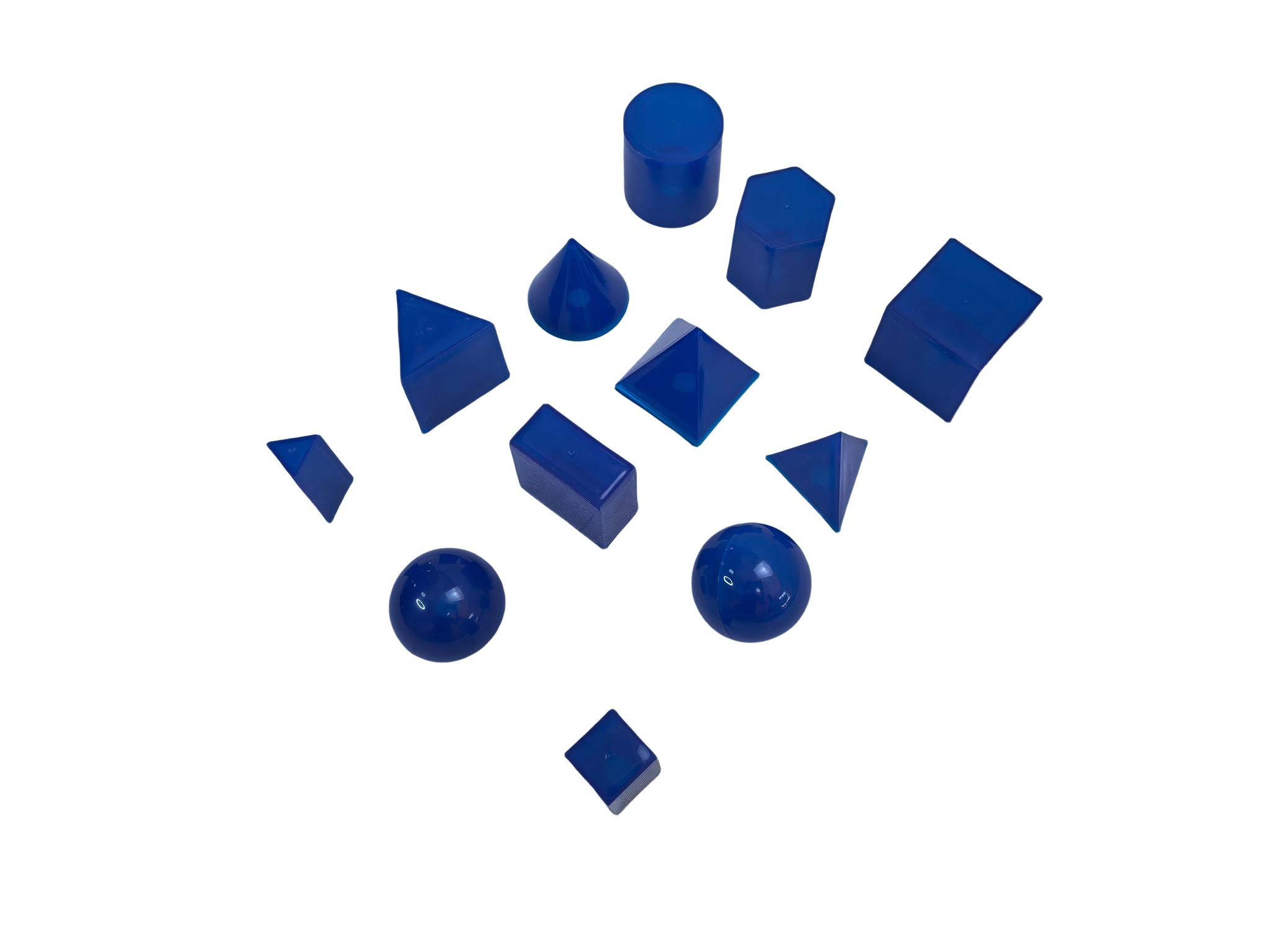 12 delar transparent 3D geometrisk solid modellset