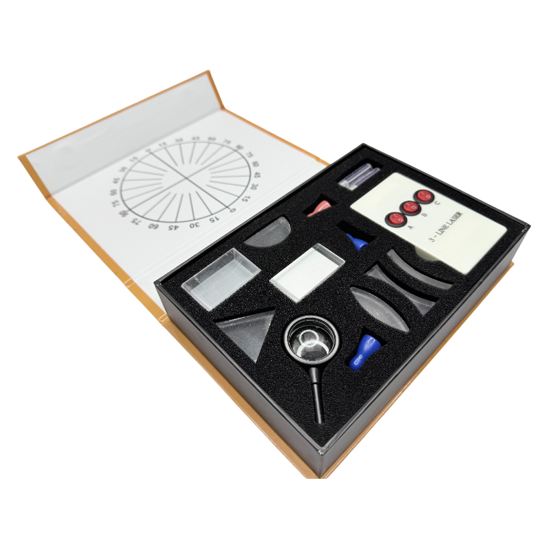 Fysiskt optiskt kit laboratorieutrustning optisk konkav konvex lins prisma set optisk testbox